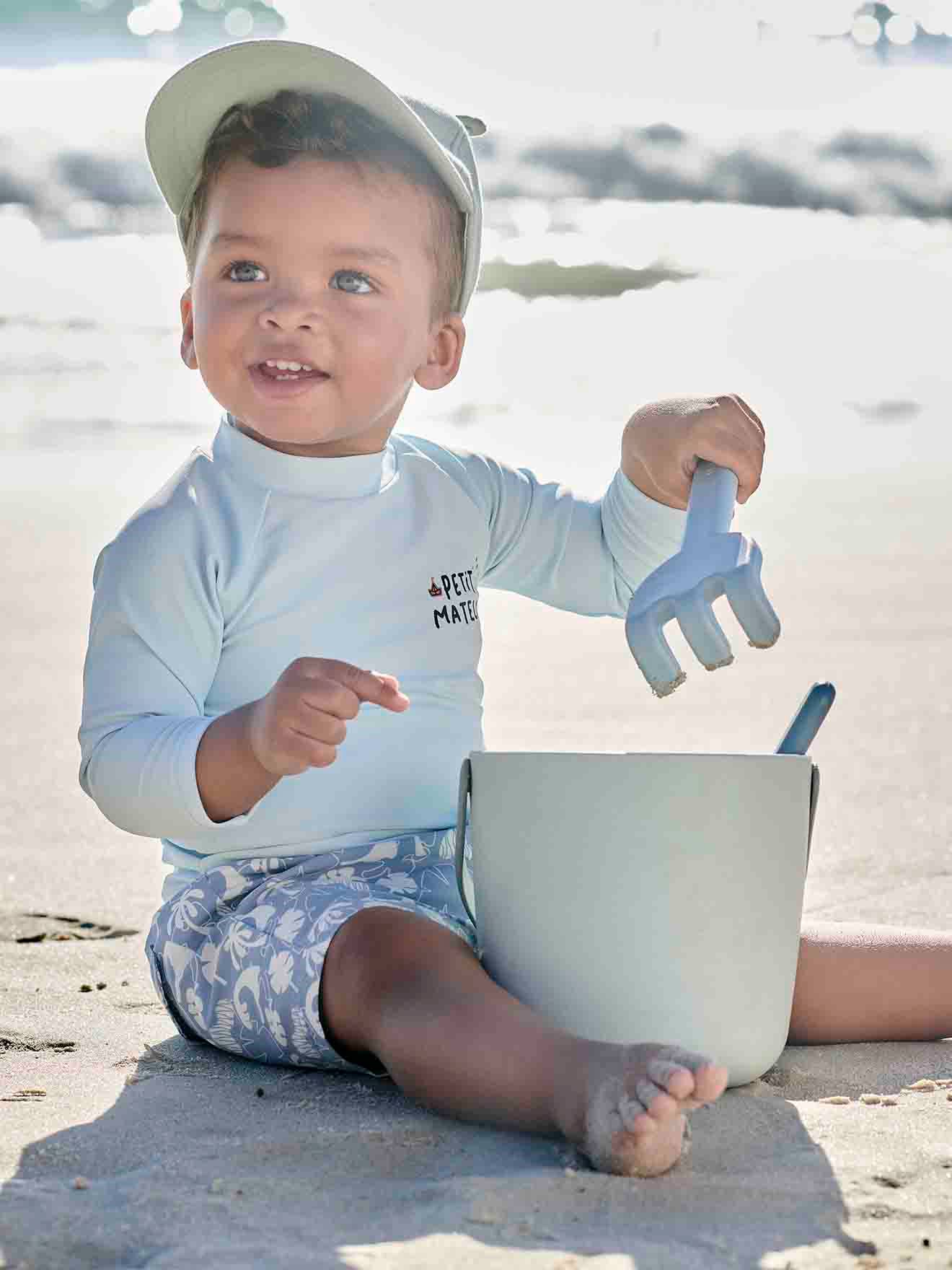 Vertbaudet Jungen Baby Badeshirt mit UV-Schutz Oeko-Tex in himmelblau