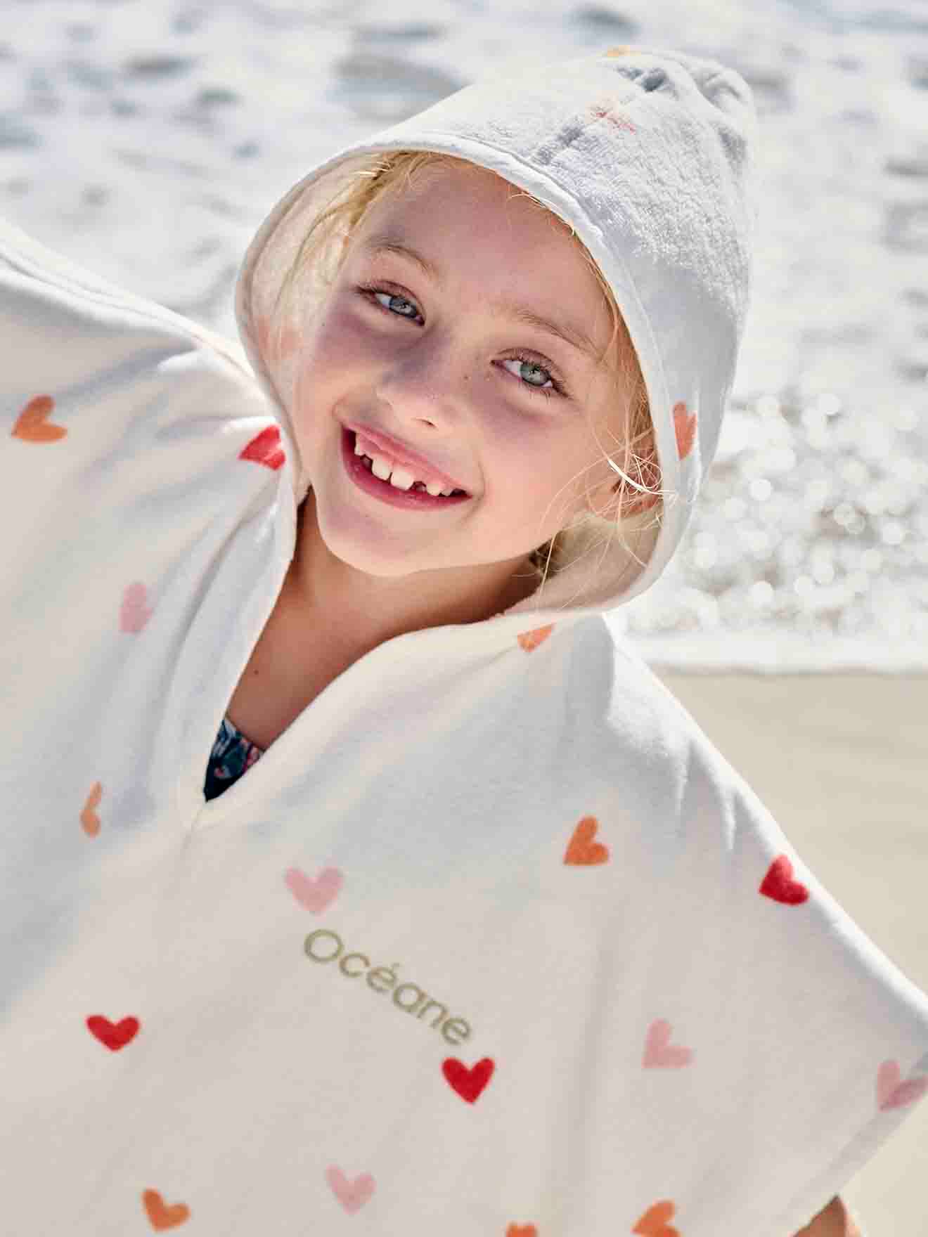 Kinder Badeponcho HERZEN mit Recycling-Baumwolle