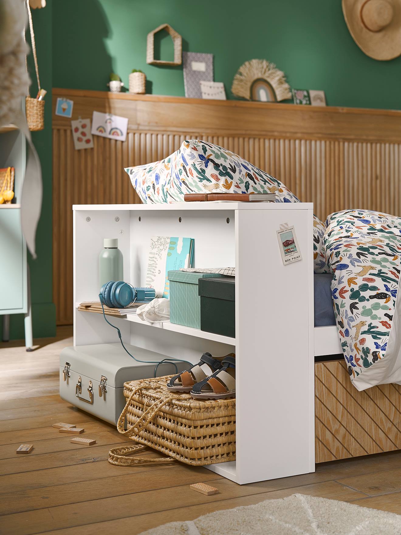 Thumbnail - Kinder Schubladenbett mit Regal CHEVRONS