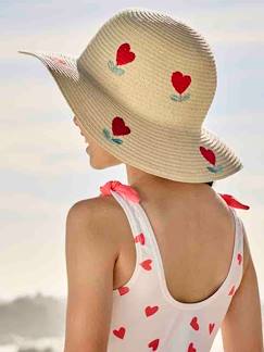 Maedchenkleidung-Accessoires-Mädchen Strohhut mit Herzen