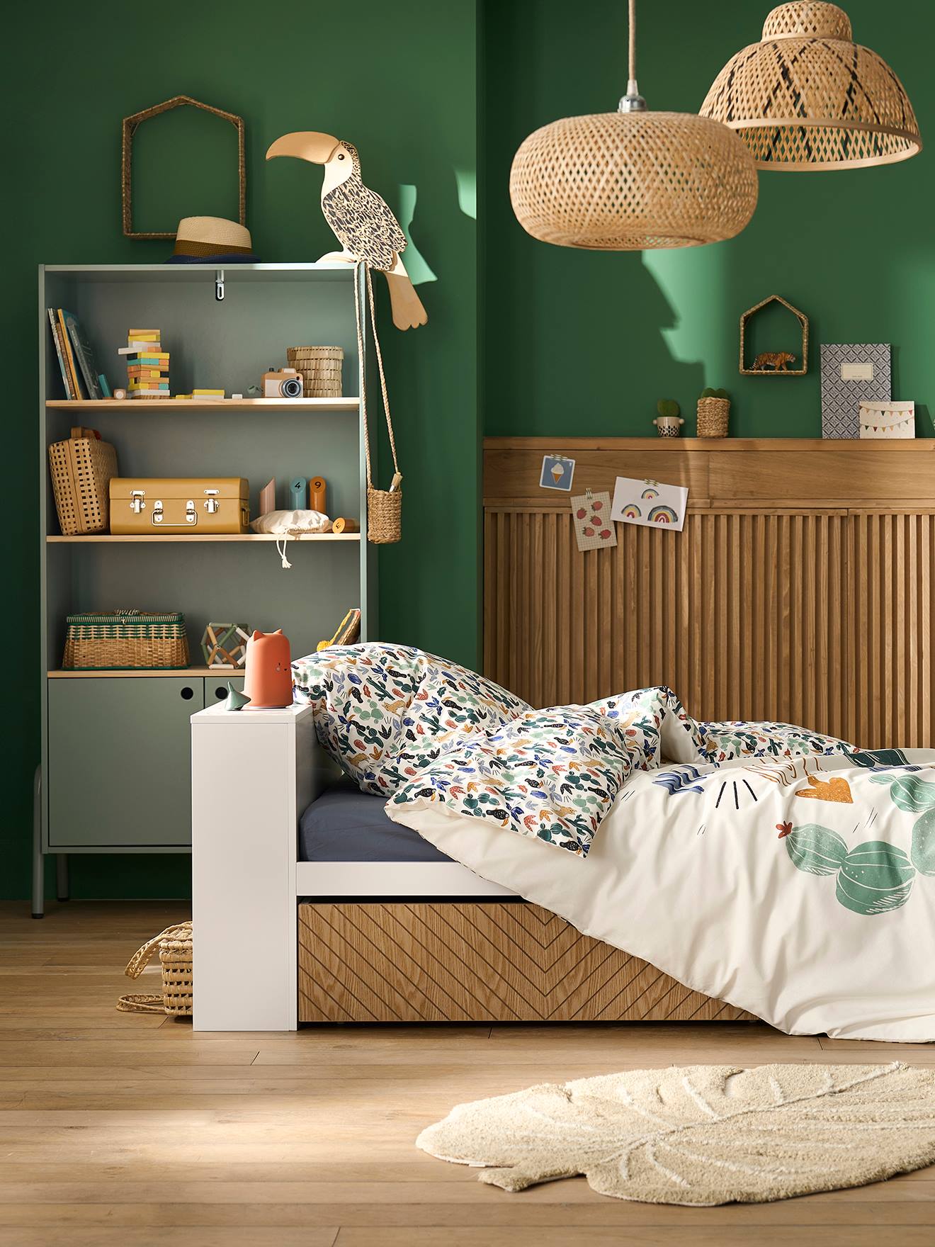 Thumbnail - Kinder Schubladenbett mit Regal CHEVRONS