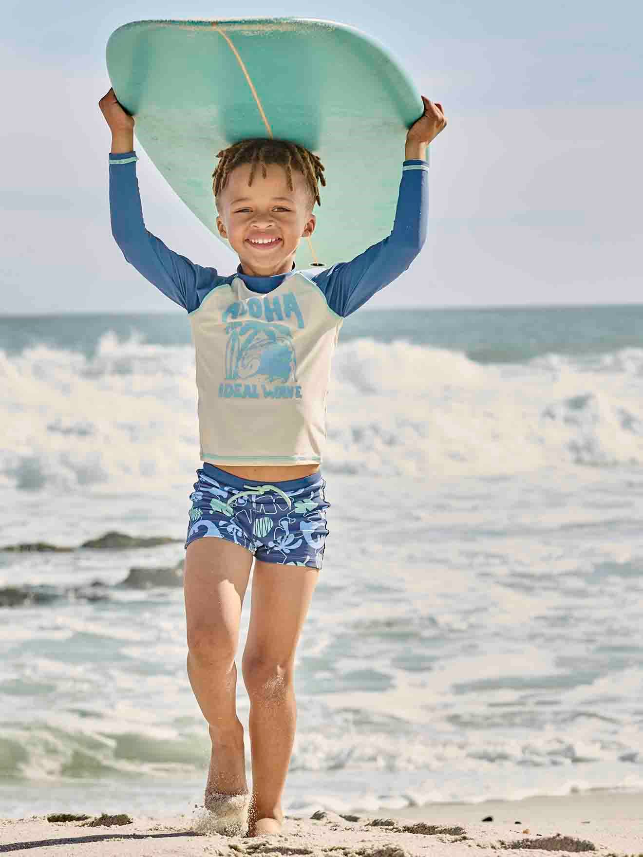 Jungen Strand-Set: Badeshirt & Boxershorts blau Gr. 86 von vertbaudet