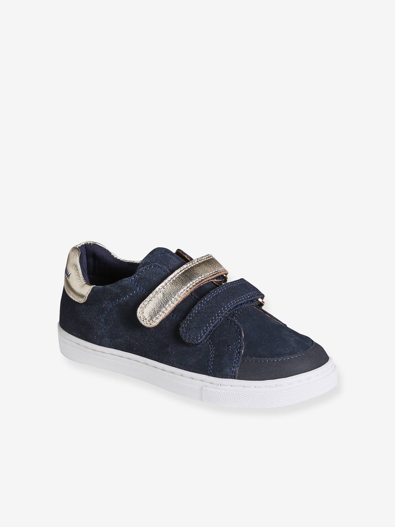 Mädchen Leder-Sneakers mit 2 Klettriemen