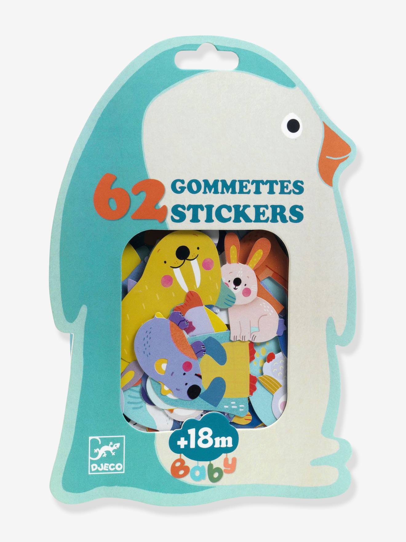 62 Kinder Tiersticker aus Gummi DJECO