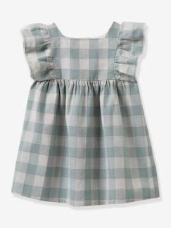 Babymode-Mädchen Baby Kleid mit Volantärmeln, Vichy-Karo CYRILLUS