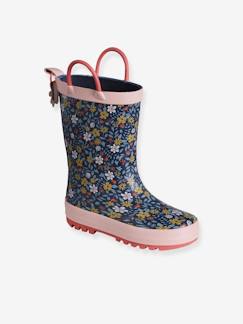 Kinderschuhe-Kinder Gummistiefel mit Blumenmuster und Henkeln