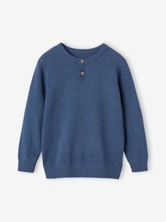 Jungenkleidung-Pullover, Strickjacken, Sweatshirts-Jungen Pullover mit Rundhals und Knopfleiste Oeko-Tex