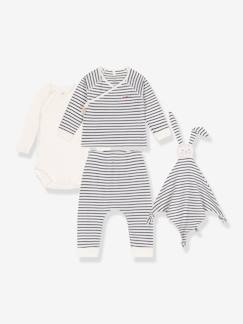 Baby-Set: Streifen-Outfit für Neugeborene & Stoffhase PETIT BATEAU Oeko-Tex  [numero-image]