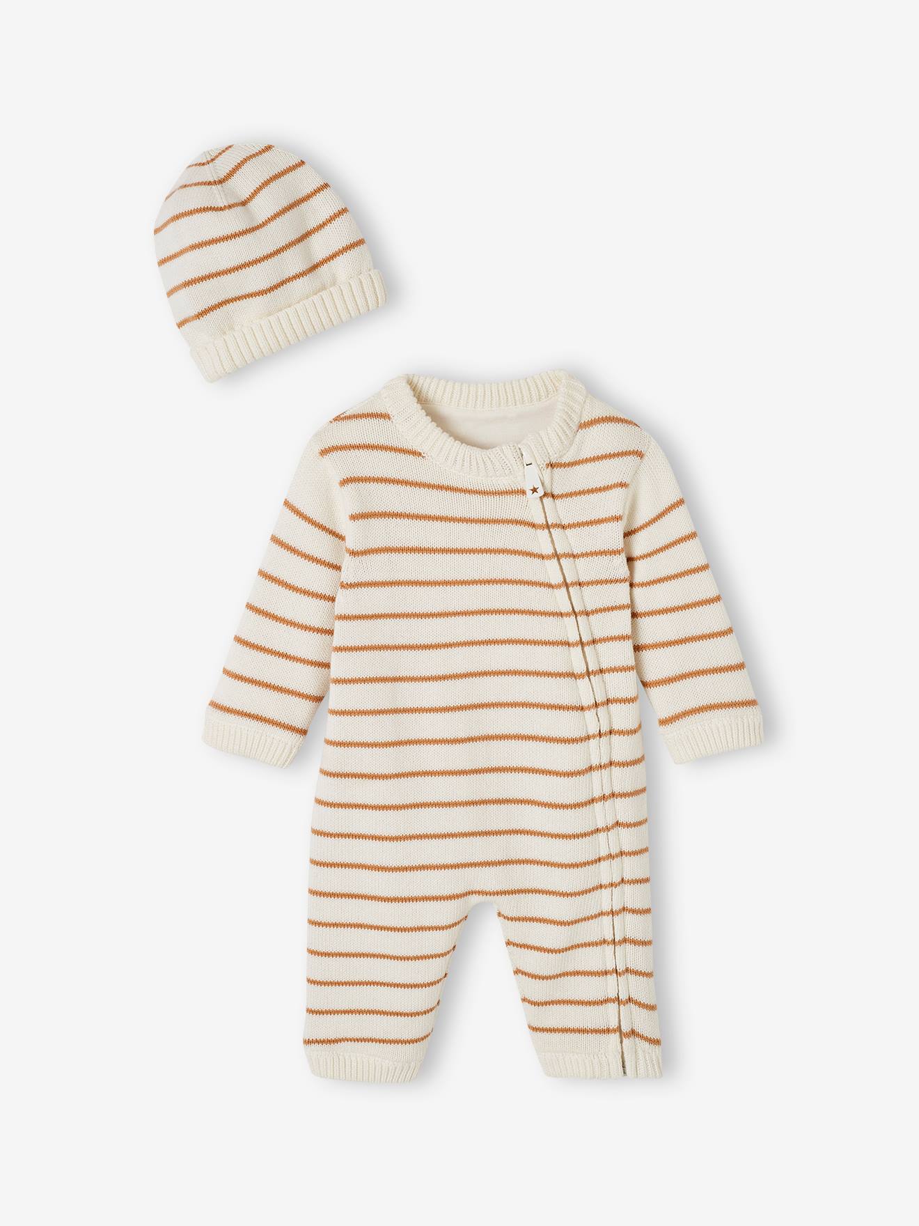 Baby-Set aus em Strick: Overall & Mütze