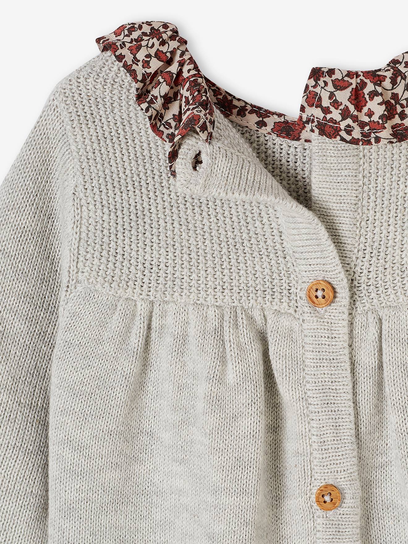 Thumbnail - Baby Strickkleid mit Stoffkragen