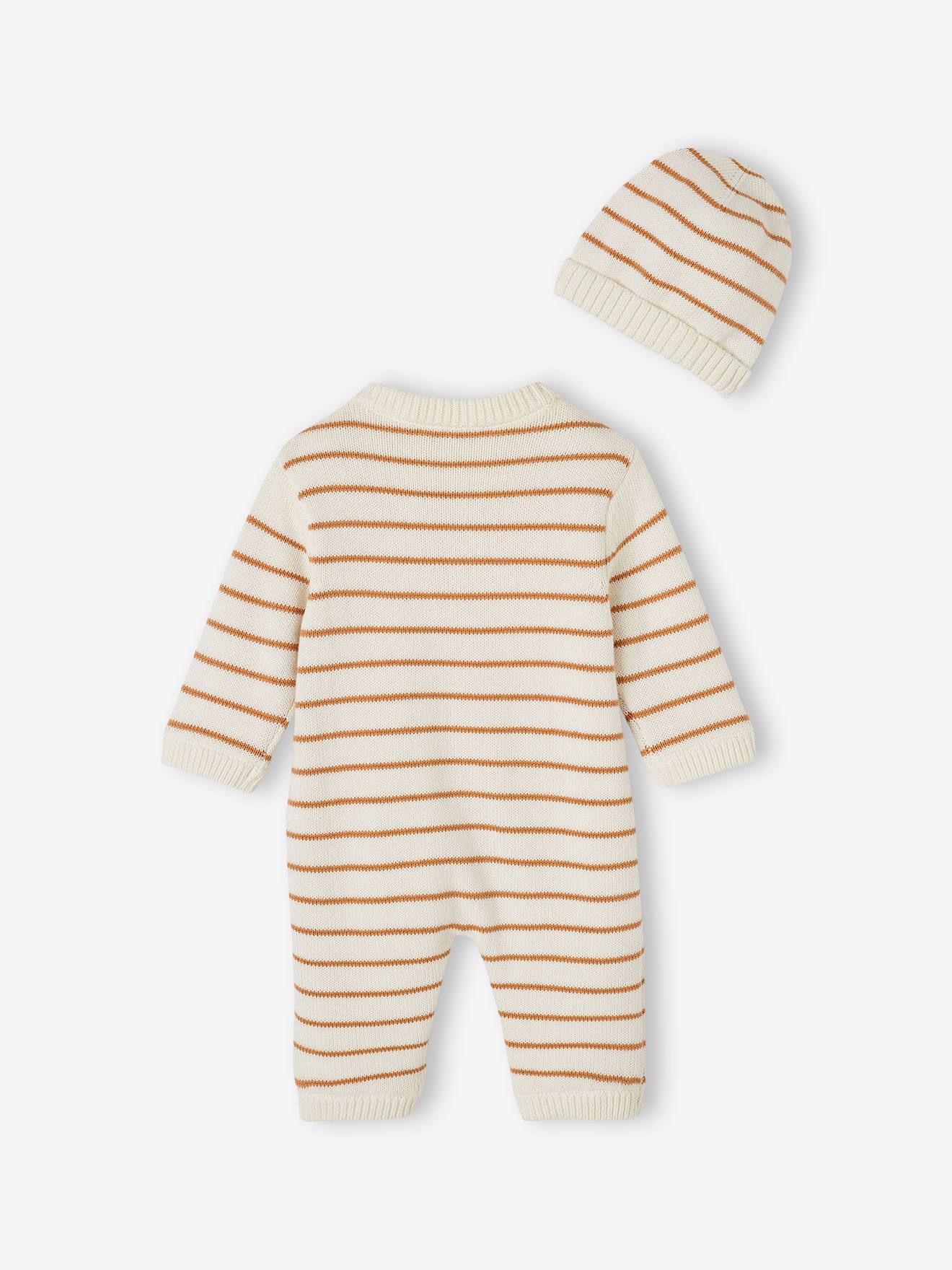 Thumbnail - Baby-Set aus em Strick: Overall & Mütze