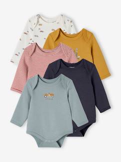 Babymode-Bodys-5er-Pack Baby Langarm-Bodys in Schlupfform mit Autos, Bio-Baumwolle