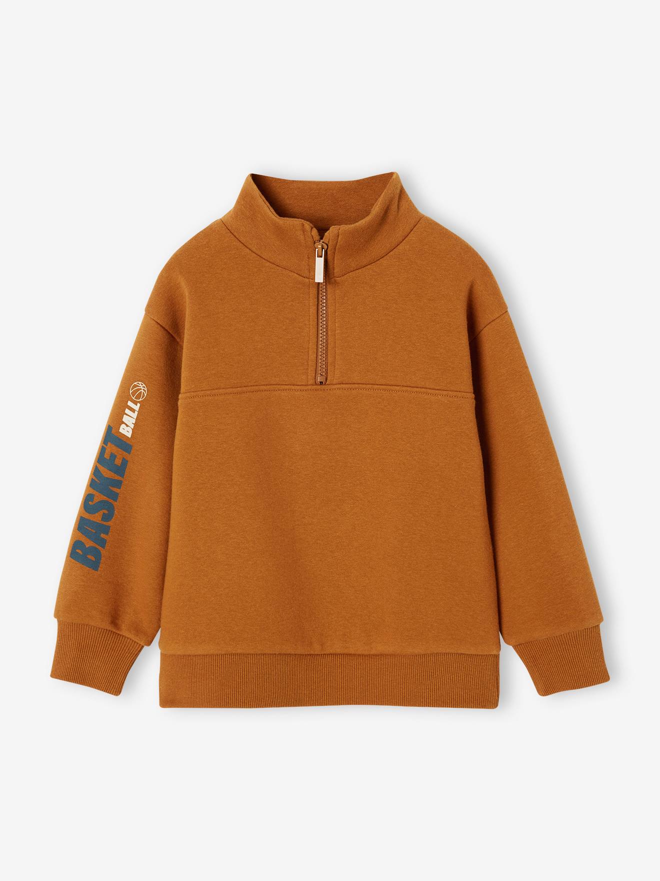 Thumbnail - Jungen Sweatshirt mit Stehkragen und Basketball-Print