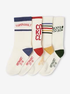 Jungenkleidung-4er-Pack Jungen Sportsocken mit Streifen und Motiv