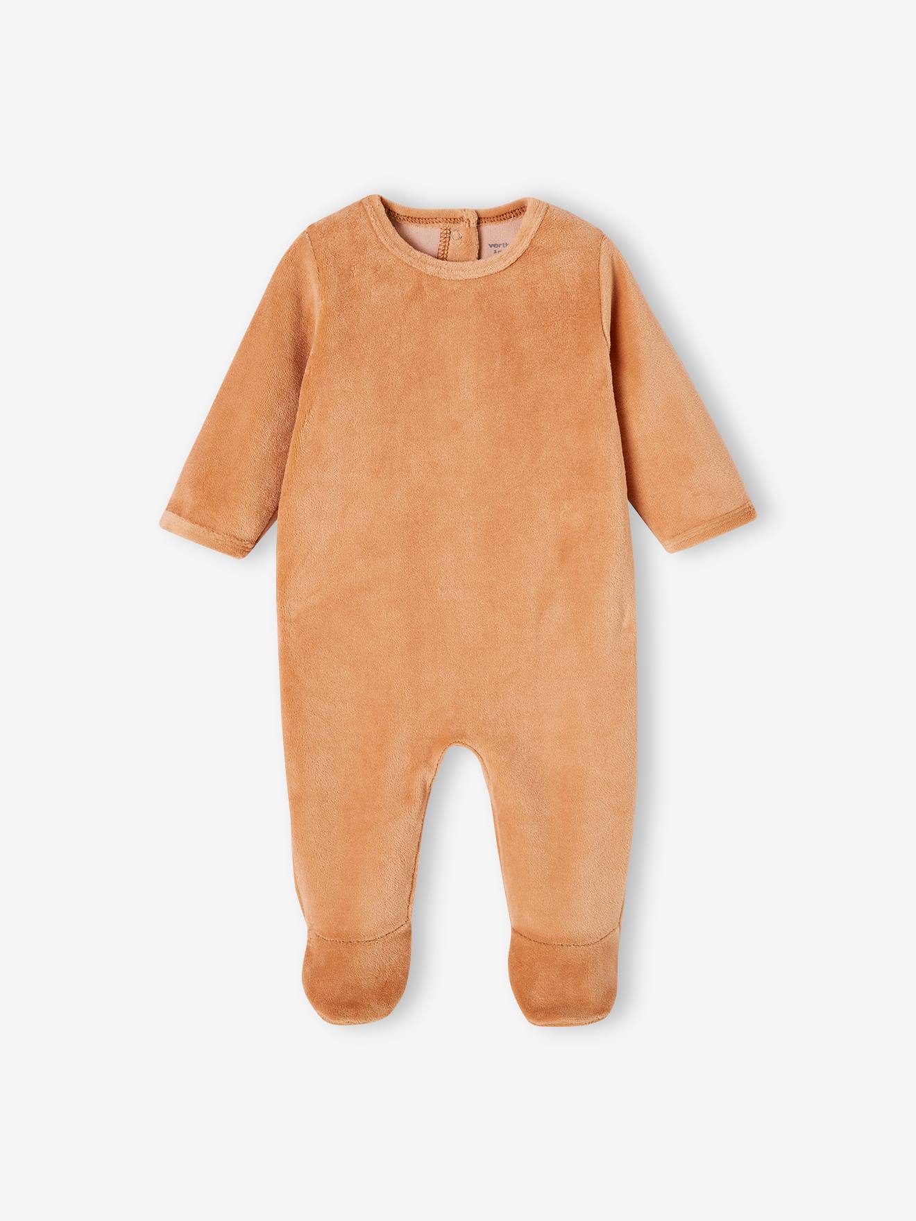 Thumbnail - 3er-Pack Baby Samt-Strampler BASIC camel