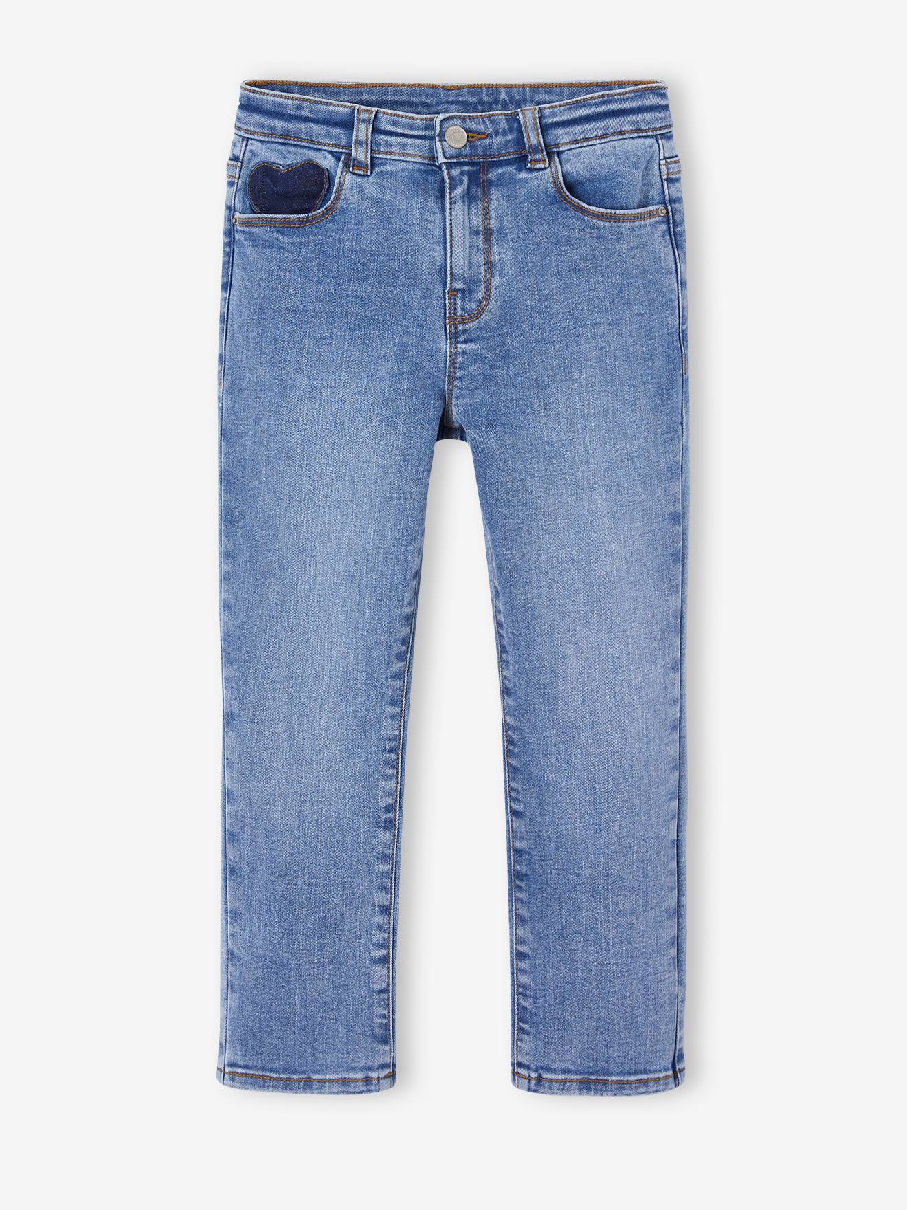 Mädchen Slim-Jeans, COMFORT blau Gr. 158 von vertbaudet