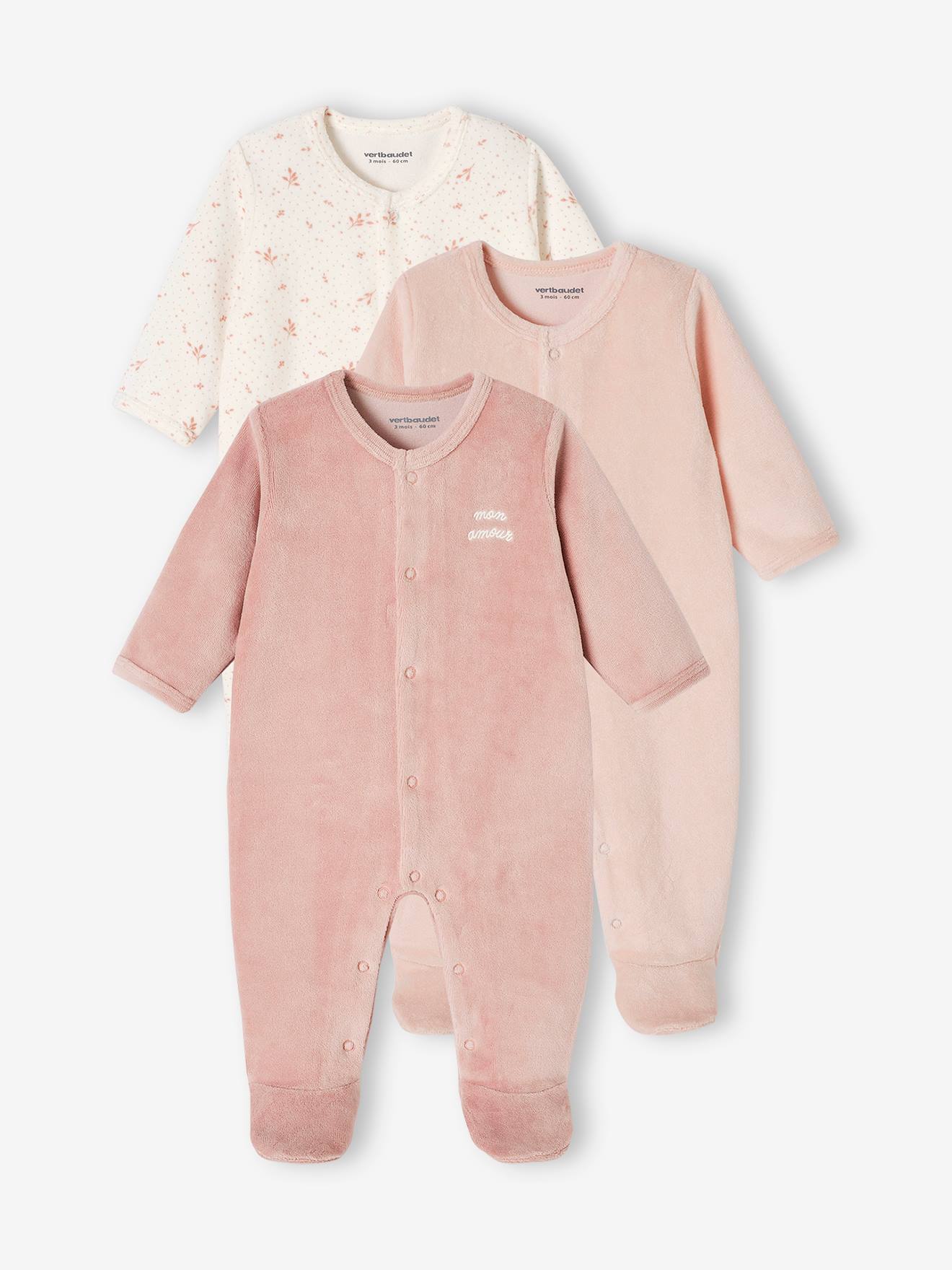 3er-Pack Baby Samt-Strampler BASIC
