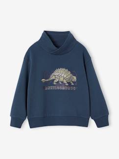 Jungen Sweatshirt mit Schalkragen und Print, Recycling-Polyester  [numero-image]