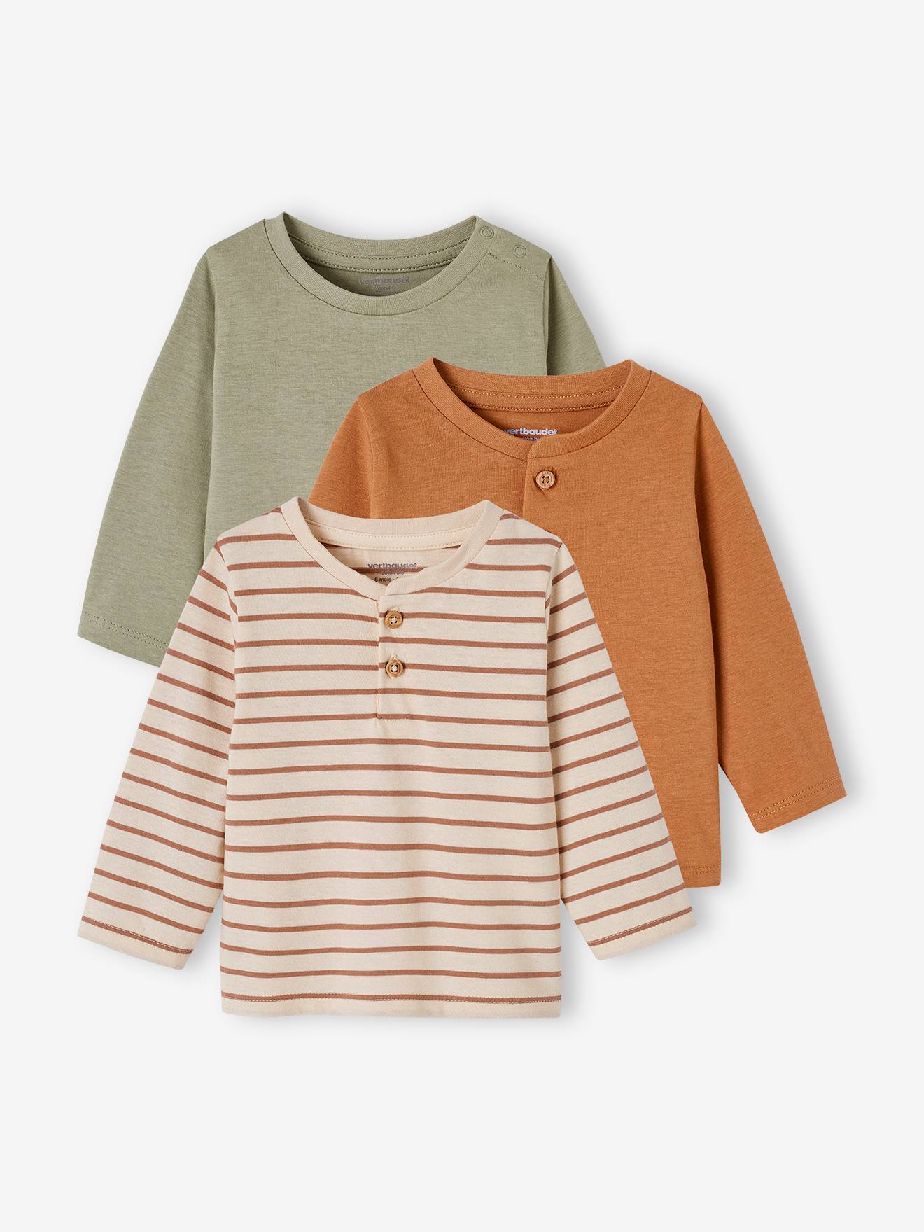 3er-Pack Baby Shirts Bio-Baumwolle BASIC pekannuss