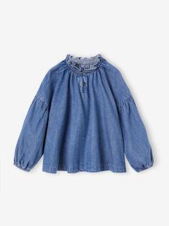 Maedchenkleidung-Mädchen Bluse aus Light-Denim