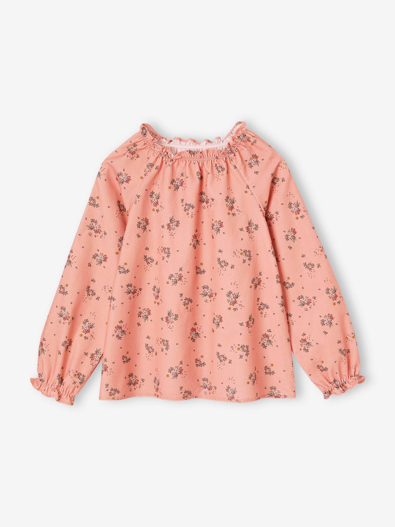 Mädchen Bluse aus Feincord pudrig
