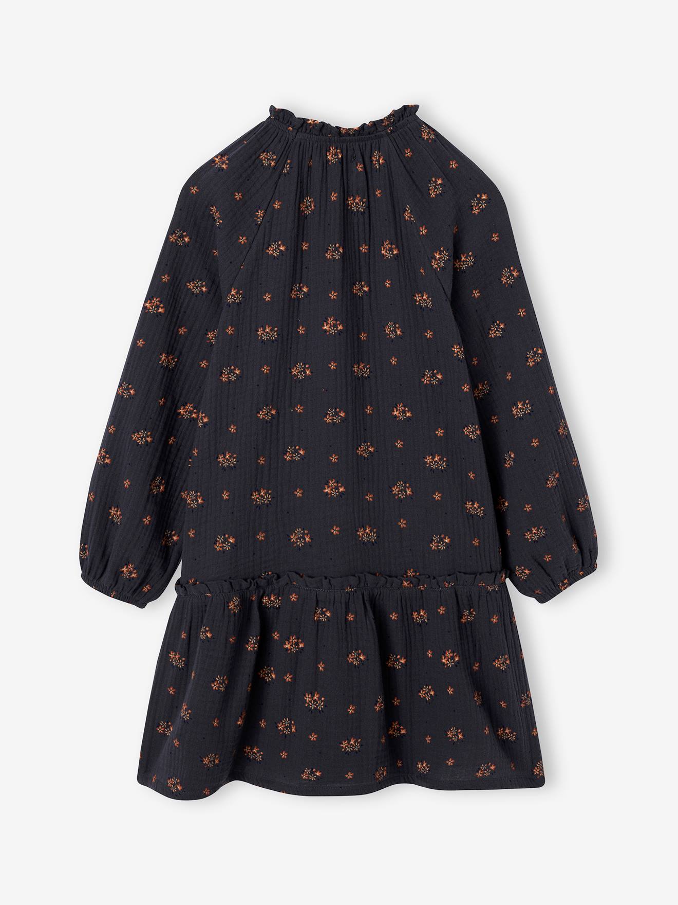 Thumbnail - Geblümtes Mädchen Kleid aus Musselin