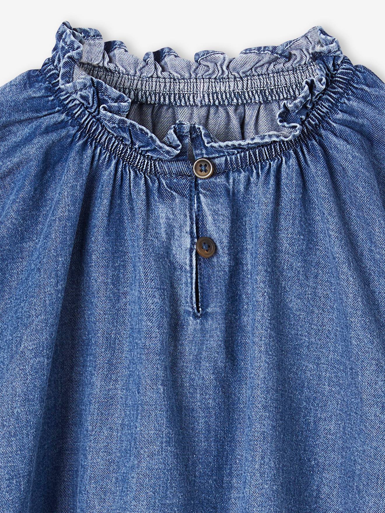 Thumbnail - Mädchen Bluse aus Light-Denim mittel
