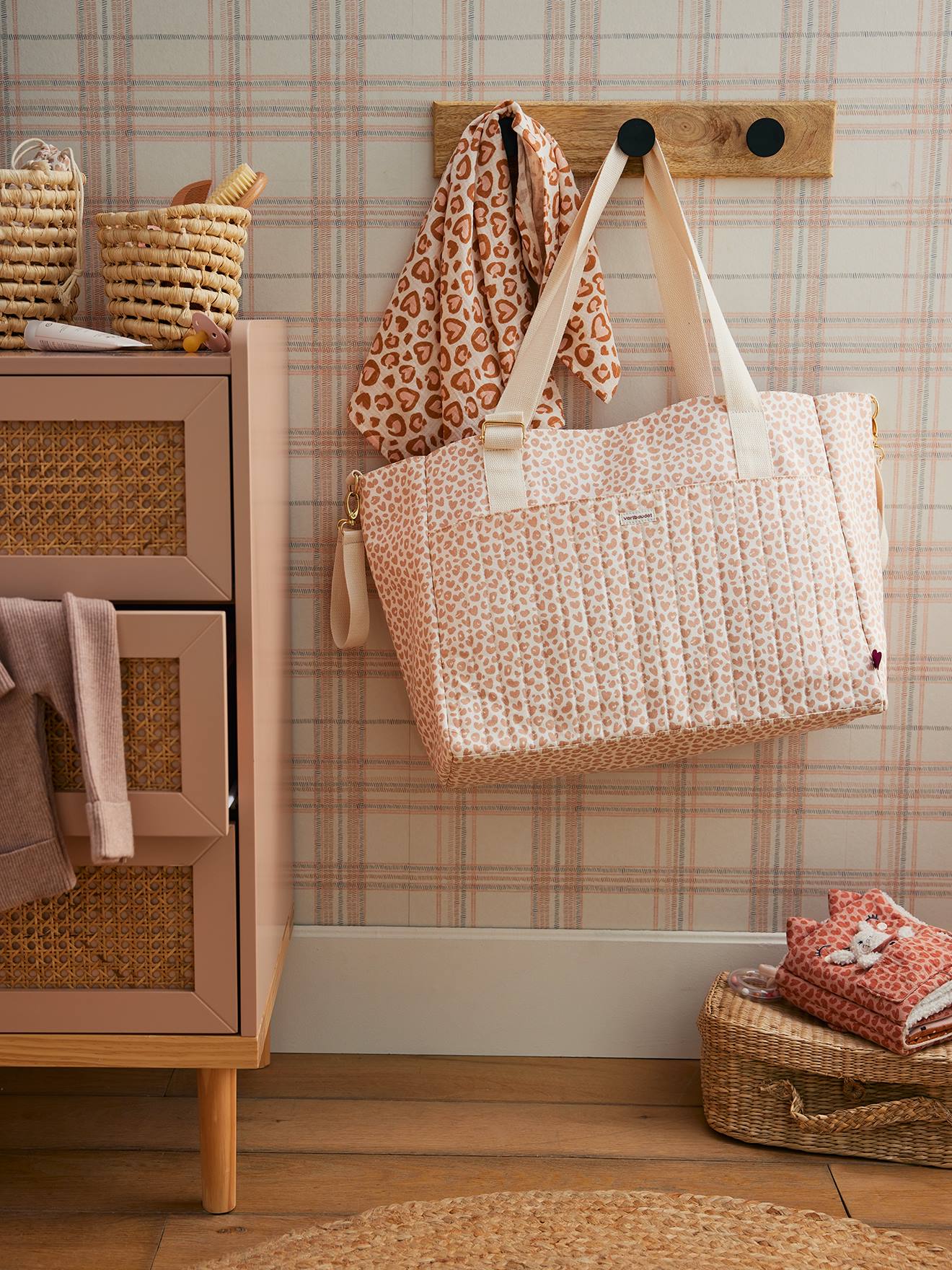 Vertbaudet Große Wickeltasche Lovely Leo Rosa Bedruckt Einheitsgröße