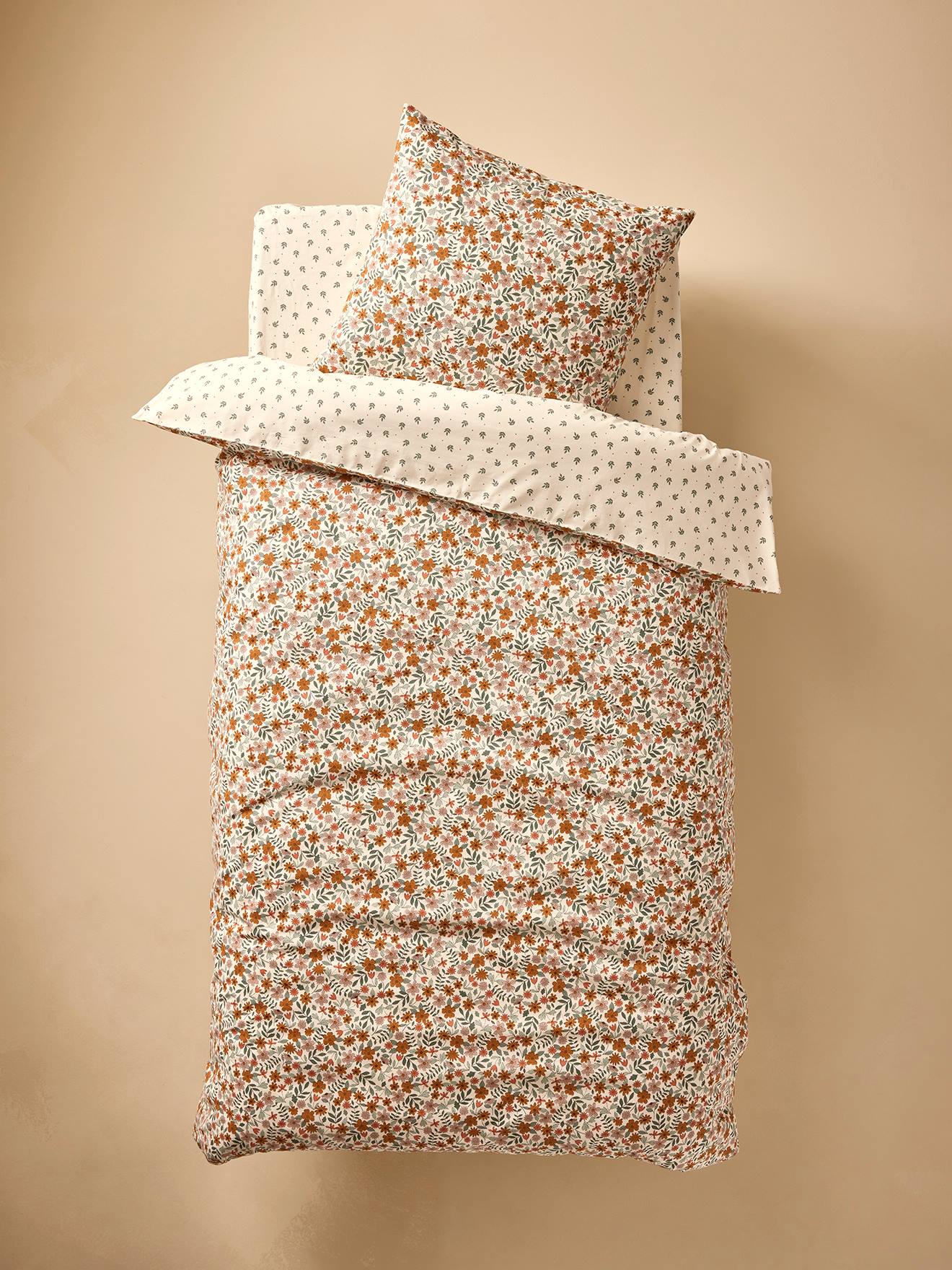 Thumbnail - Kinder Bettwäsche-Set RETRO FLOWERS mit Recycling-Baumwolle