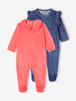 Babymode-2er-Pack Baby Samt-Strampler mit Kragen und Volants Oeko-Tex