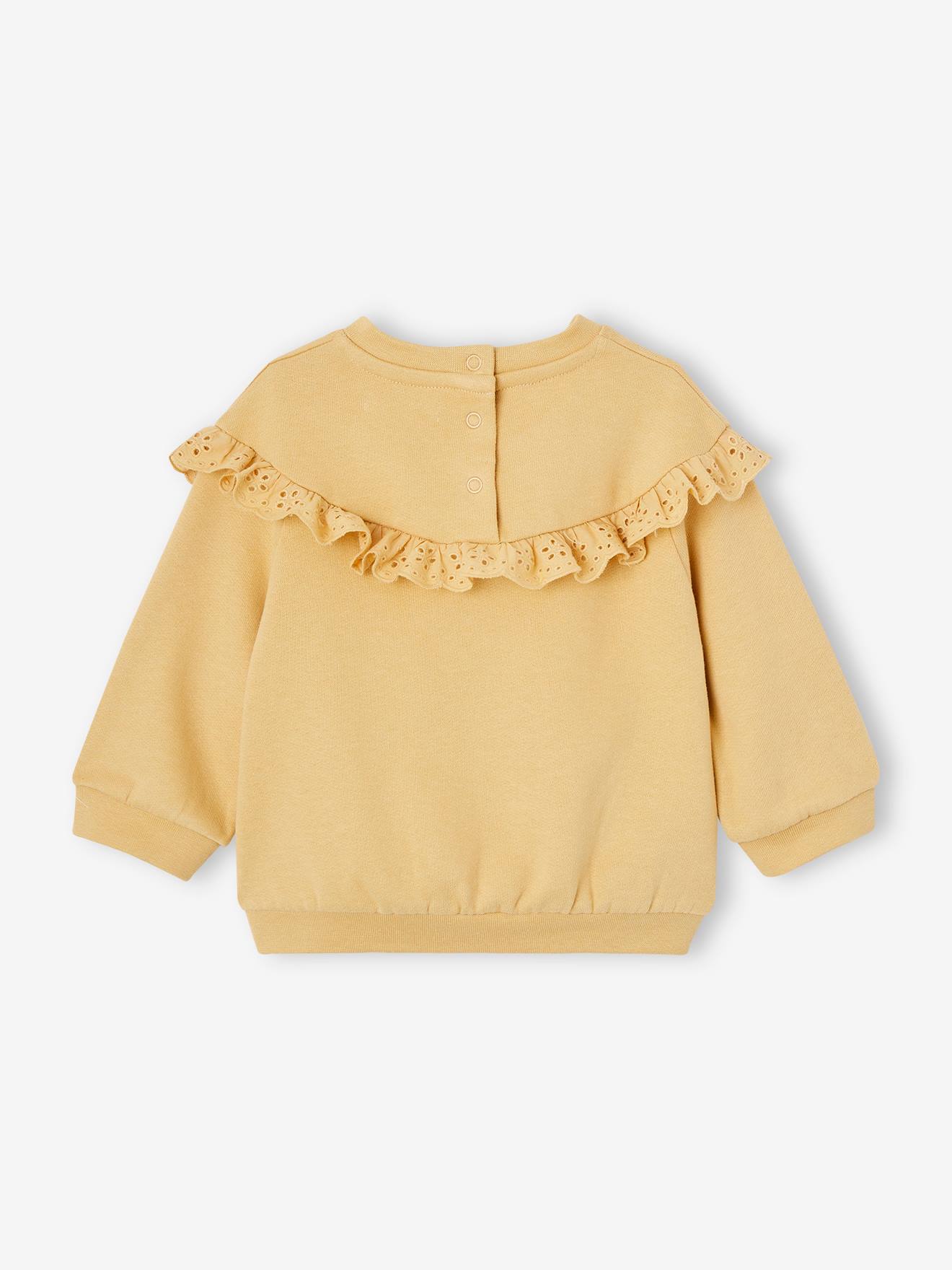 Thumbnail - Mädchen Baby Sweatshirt mit besticktem Volant ocker