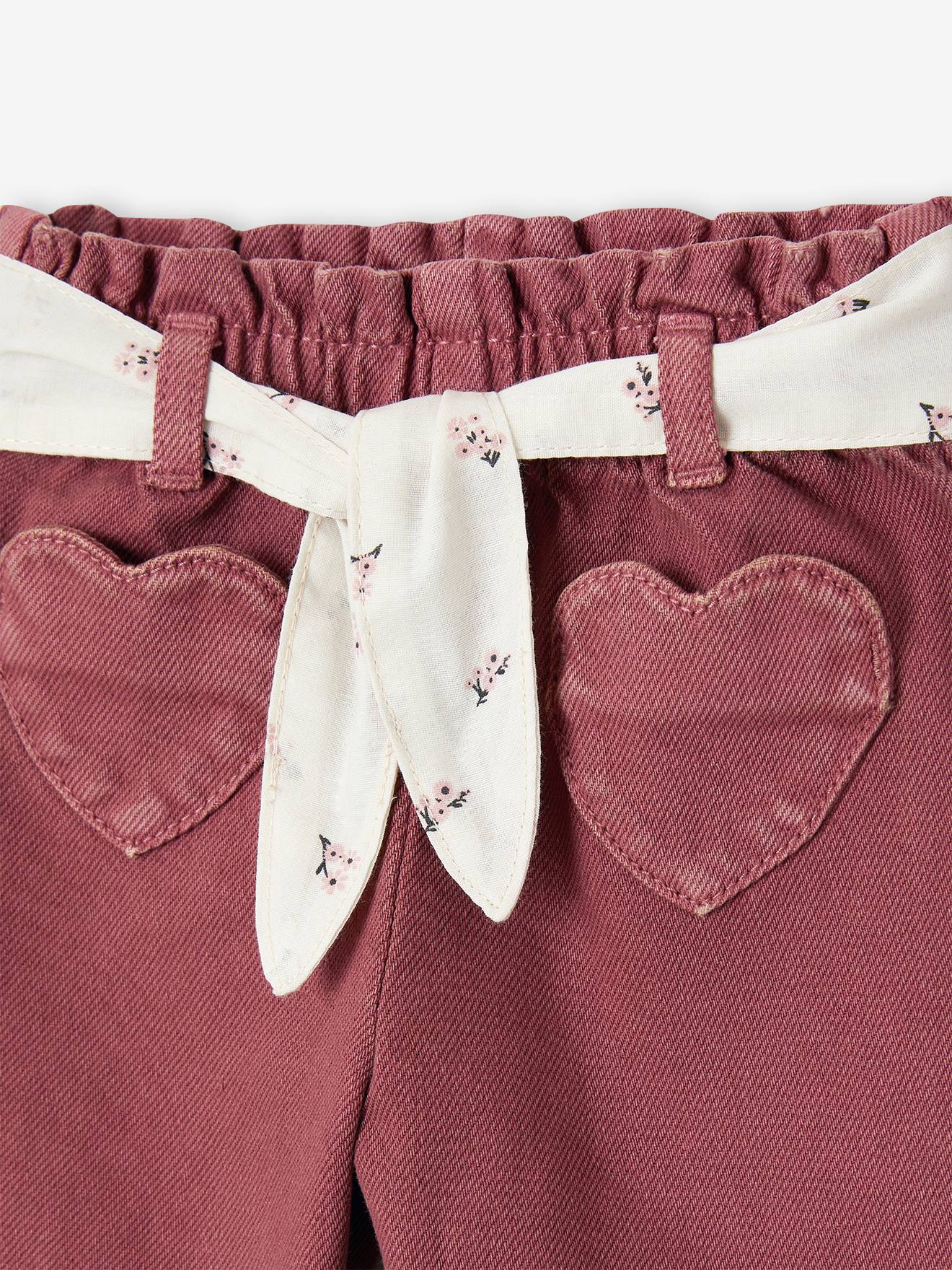 Thumbnail - Weite Mädchen Baby Hose mit Dehnbund und Stoffgürtel