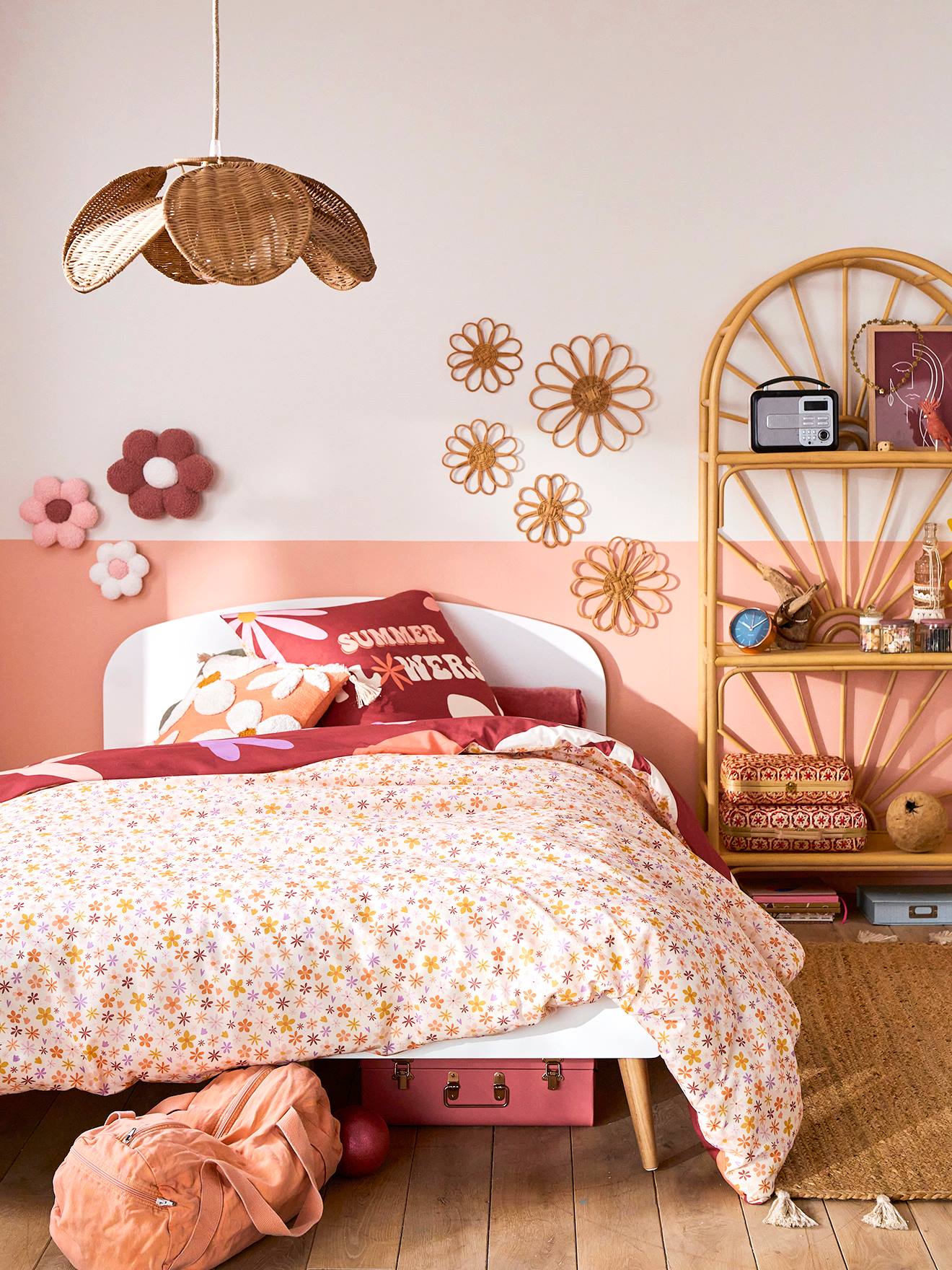 Thumbnail - 5er-Set Kinderzimmer Deko-Blumen aus Rattan BOHO