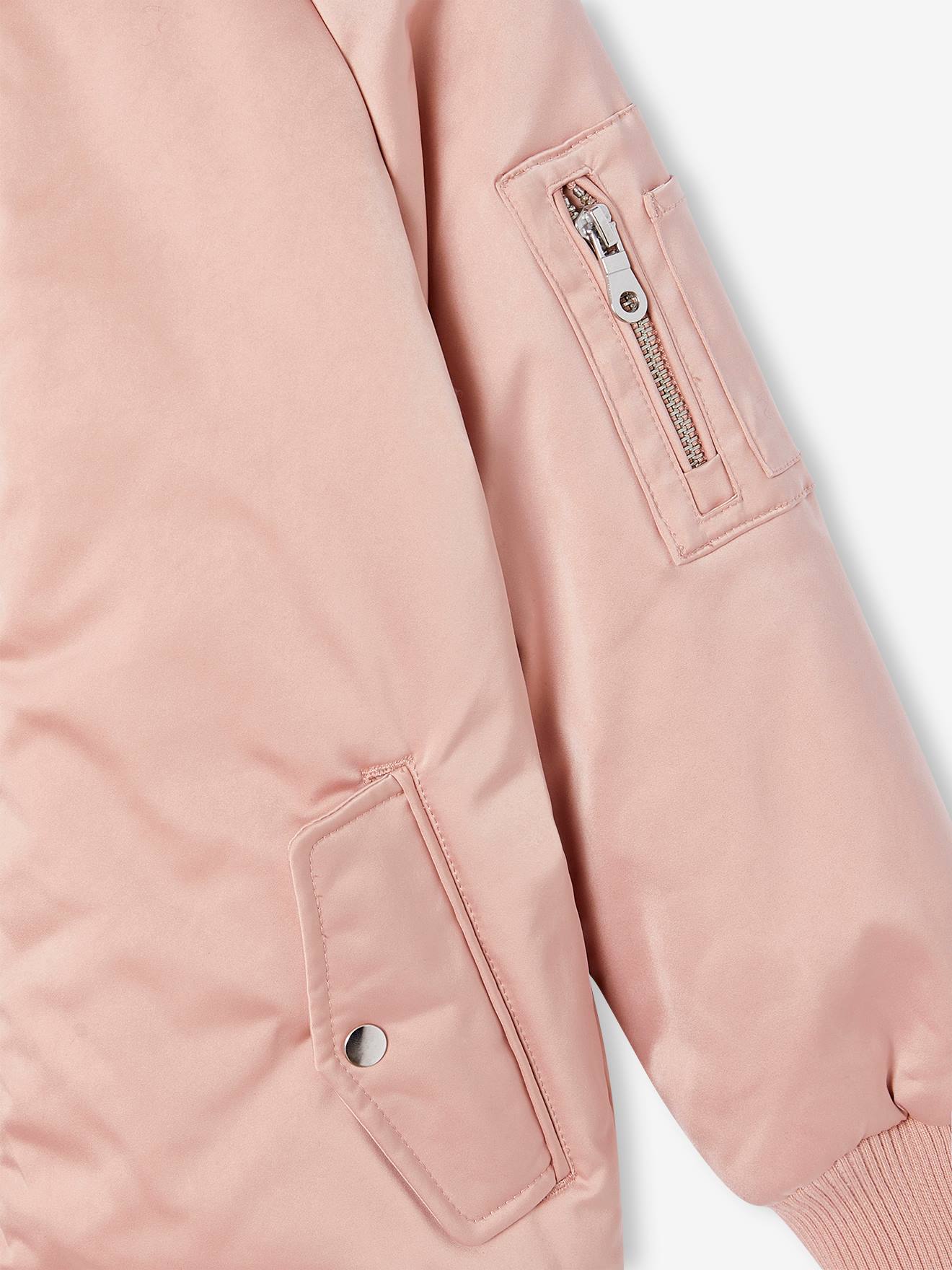 Thumbnail - Glänzende Mädchen Bomberjacke mit Recycling-Polyester pudrig