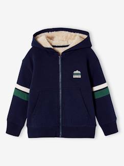 Jungenkleidung-Jungen Kapuzensweatjacke mit Teddyfleece-Futter