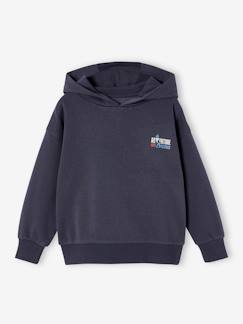 Jungenkleidung-Jungen Kapuzensweatshirt mit Print, Recycling-Polyester Basic