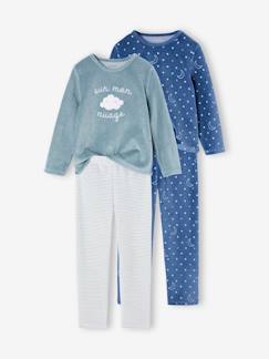 Maedchenkleidung-Schlafanzüge & Nachthemden-2er-Pack Mädchen Samt-Schlafanzüge mit Wolken-Print