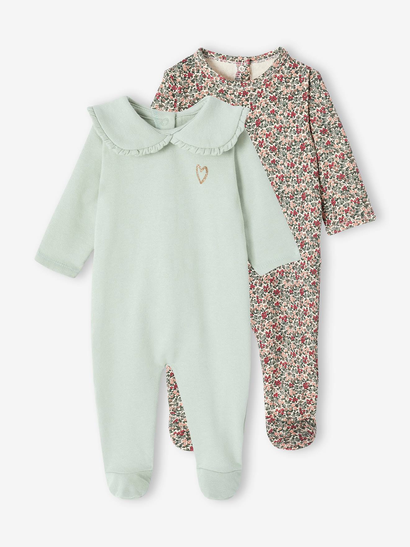 2er-Pack Baby Strampler aus Sweatware salbei