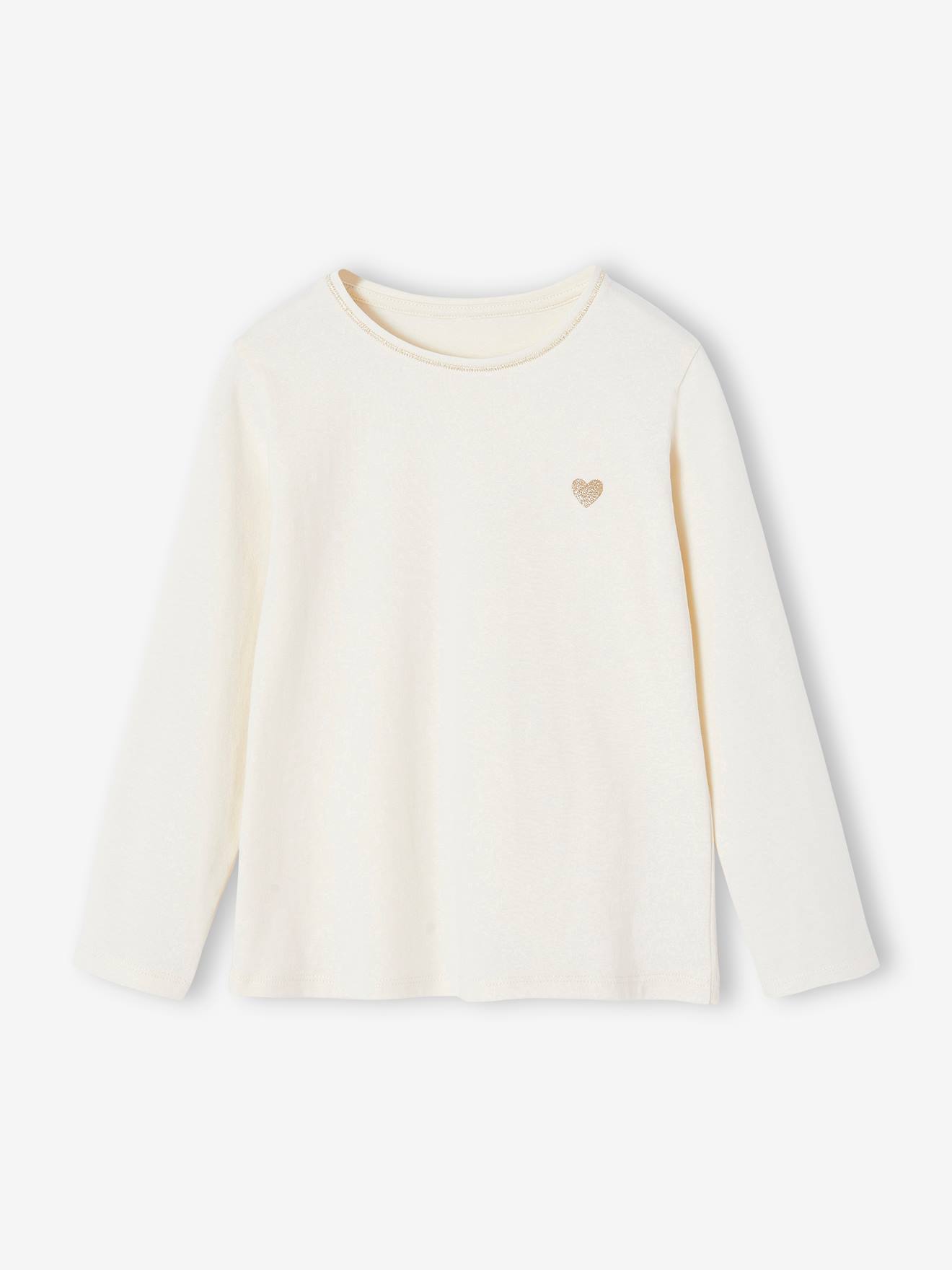 Mädchen Langarmshirt mit Glitzerherz und Recycling-Baumwolle BASIC