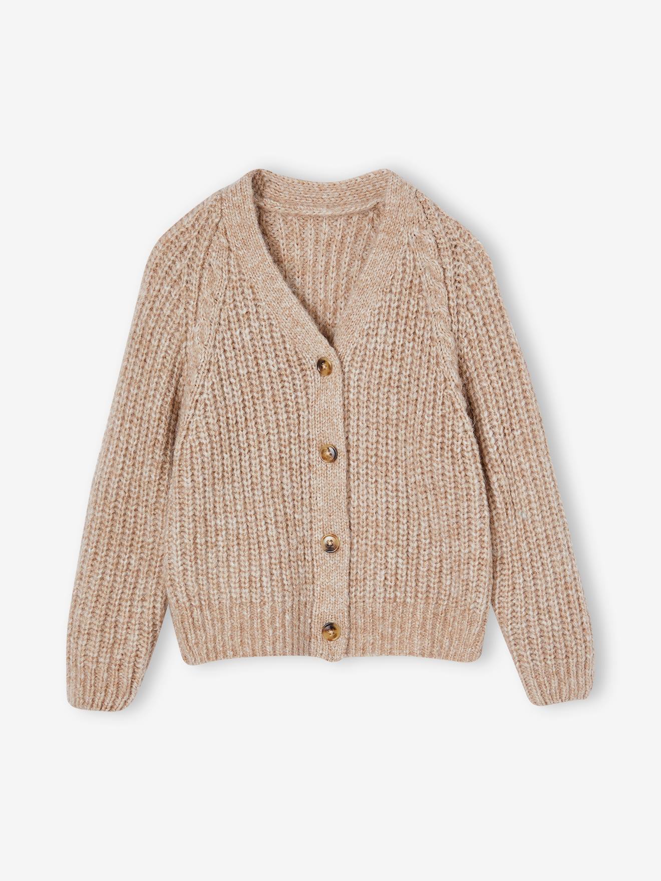 Thumbnail - Mädchen Strickjacke mit Knopfverschluss camel