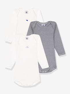 Babymode-3er-Pack Baby Langarm-Bodys PETIT BATEAU aus Bio-Baumwolle, Oeko-Tex