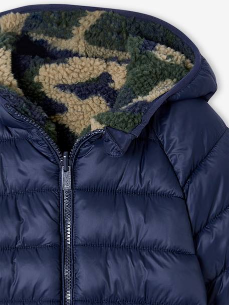 Jungen Wende-Steppjacke mit Teddyfleece, Recycling-Polyester-Wattierung marine+tannengrün 11