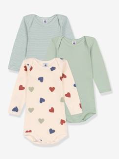 Babymode-3er-Pack Baby Schlupfbodys mit langen Ärmeln PETIT BATEAU