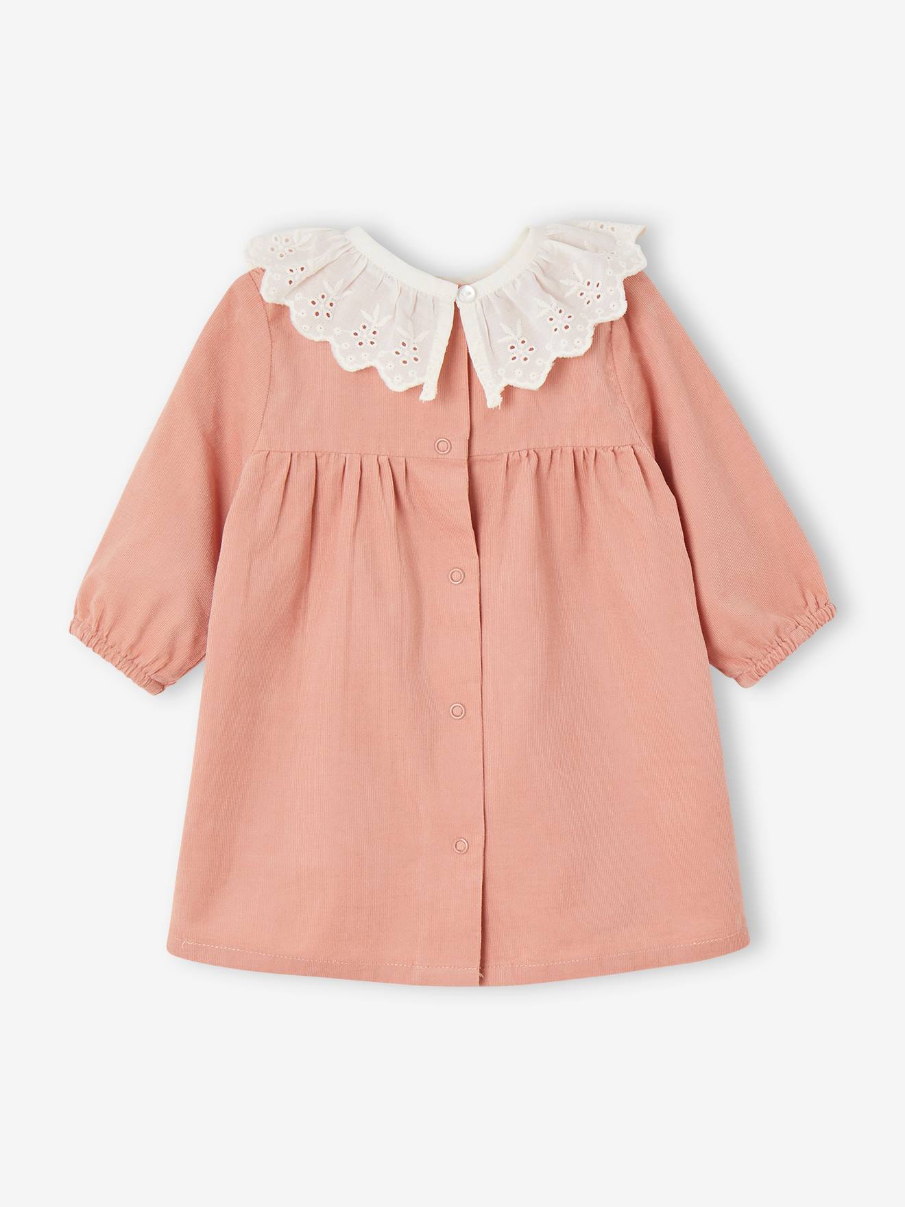 Thumbnail - Gesmoktes Baby Kleid aus Cord mit abnehmbarem Kragen