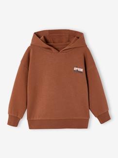 Jungenkleidung-Pullover, Strickjacken, Sweatshirts-Sweatshirts-Jungen Kapuzensweatshirt mit Print, Recycling-Polyester Basic