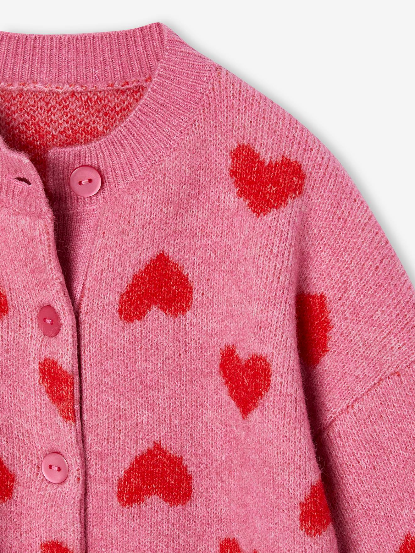 Thumbnail - Mädchen Cardigan mit Jacquard-Herzen und Recycling-Polyester
