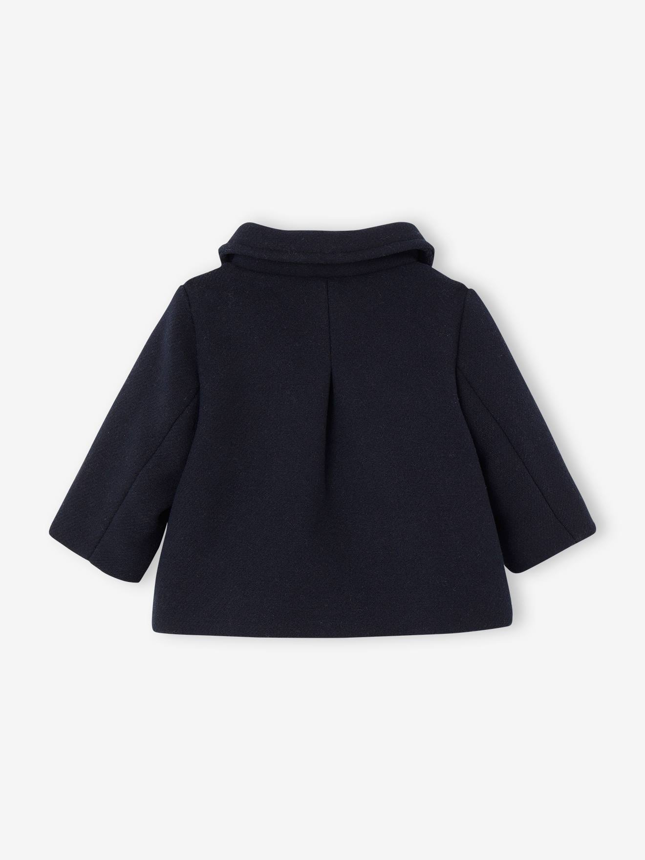 Thumbnail - Mädchen Baby Jacke aus Wollstoff mit Webpelzkragen