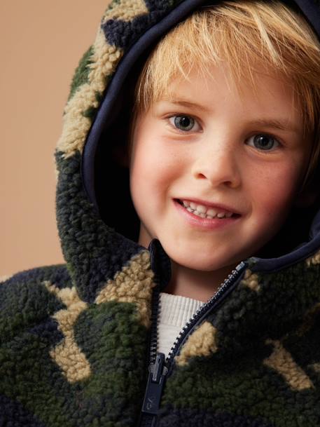 Jungen Wende-Steppjacke mit Teddyfleece, Recycling-Polyester-Wattierung marine+tannengrün 4