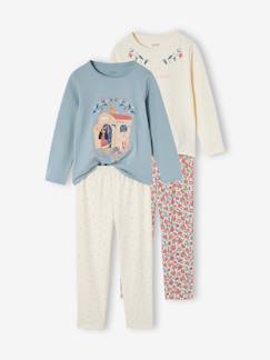 Maedchenkleidung-Schlafanzüge & Nachthemden-2er-Pack lange Mädchen Schlafanzüge mit Boho-Print