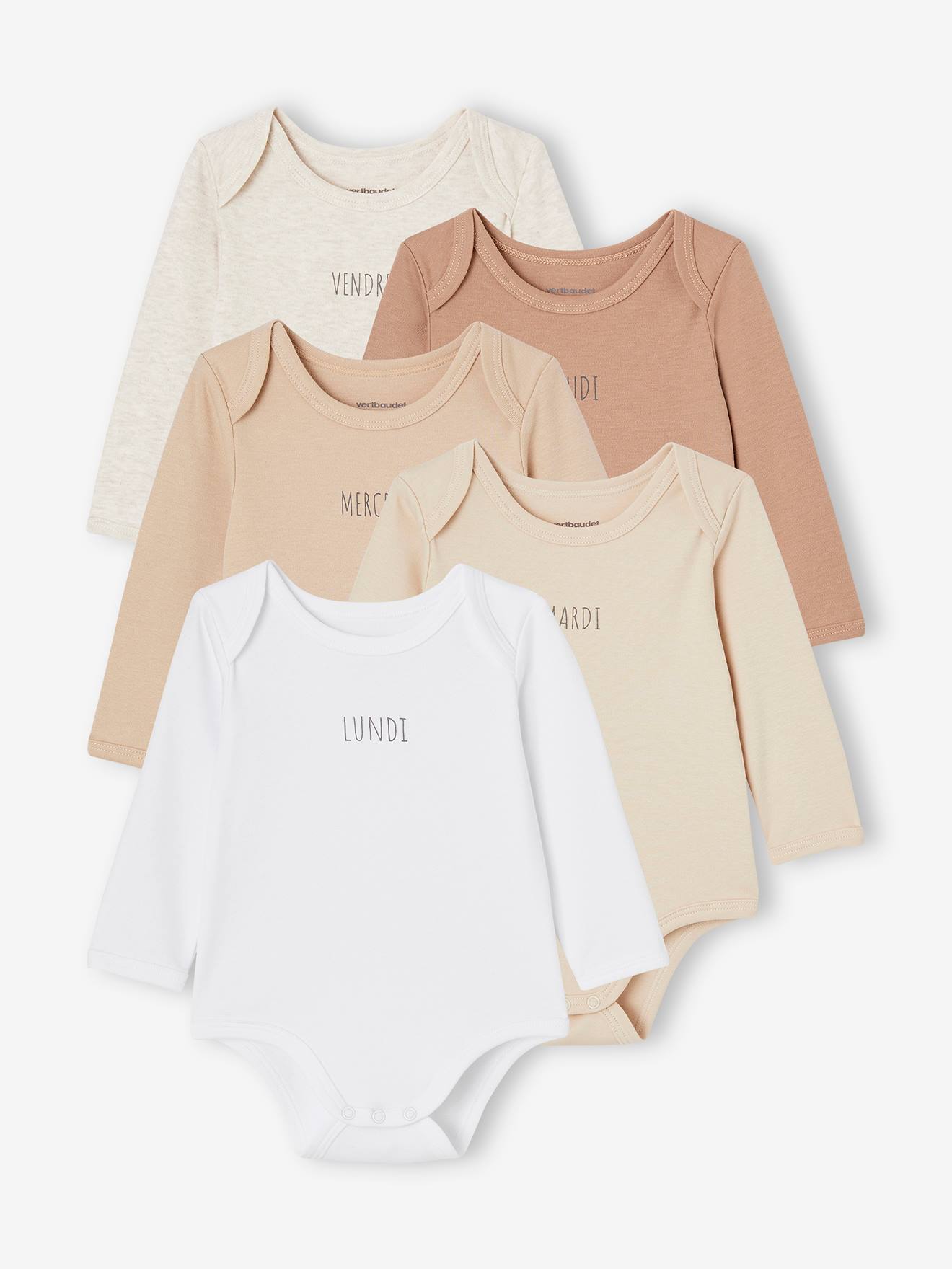 5er-Pack Baby Langarm-Bodys in Schlupfform Bio-Baumwolle BASIC set